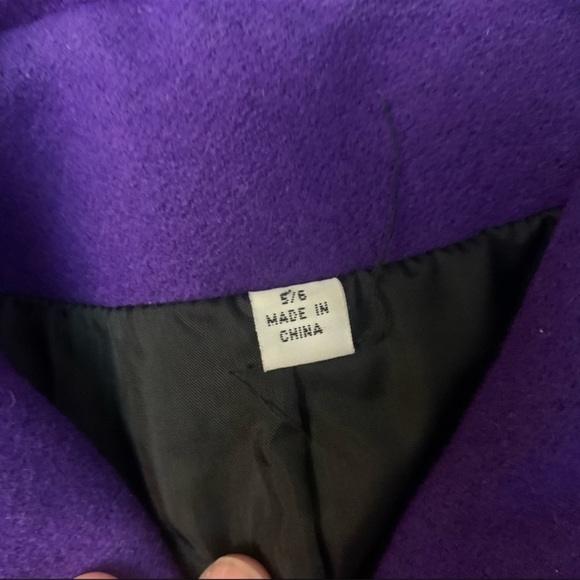 VINTAGE Wool Pea Coat Trench Royal Purple Gold Buttons Academia Size 6 - Picture 8 of 8